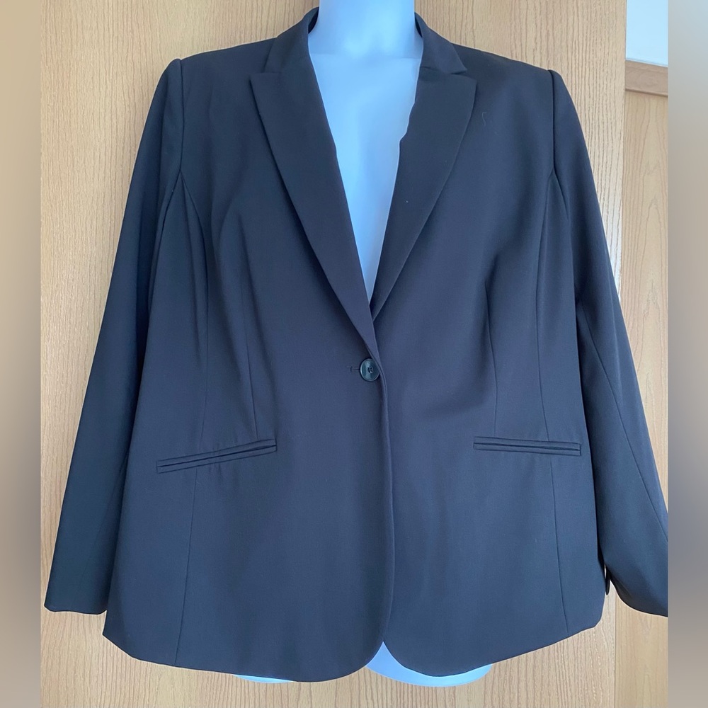 Liz Claiborne Black 1 Button Women's Blazer, Fully Lined - Plus size 22W